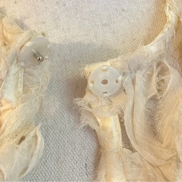 ZARA Cream Open Knit Chiffon Rosette Rose Floral Cropped Jacket Bolero NWT - Picture 9 of 11